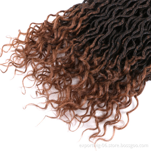 Curly Goddess Locs Crochet Hair Faux Locs Hair Extensions Solid And Mixed Color Synthetic Fiber Manufacturer Soft Faux Locs
